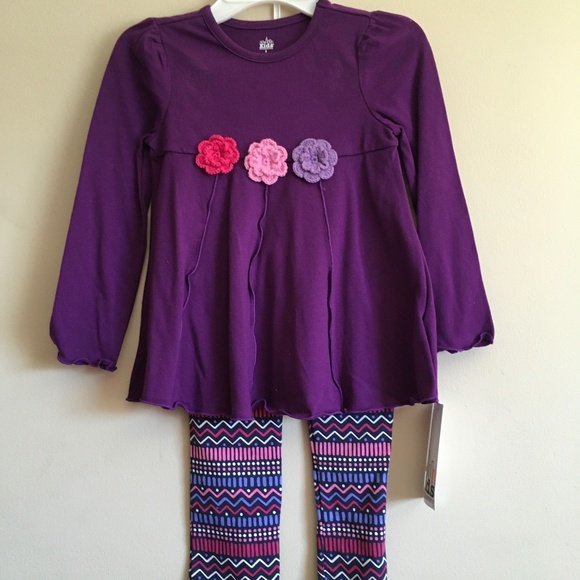 Kids Headquarters 2 Pc. Purple top& leggings set, Little Girl size 5. - Picture 1 of 10